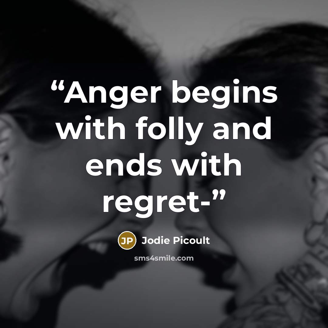 “Anger begins with folly and ends with regret-” quote by Jodie Picoult