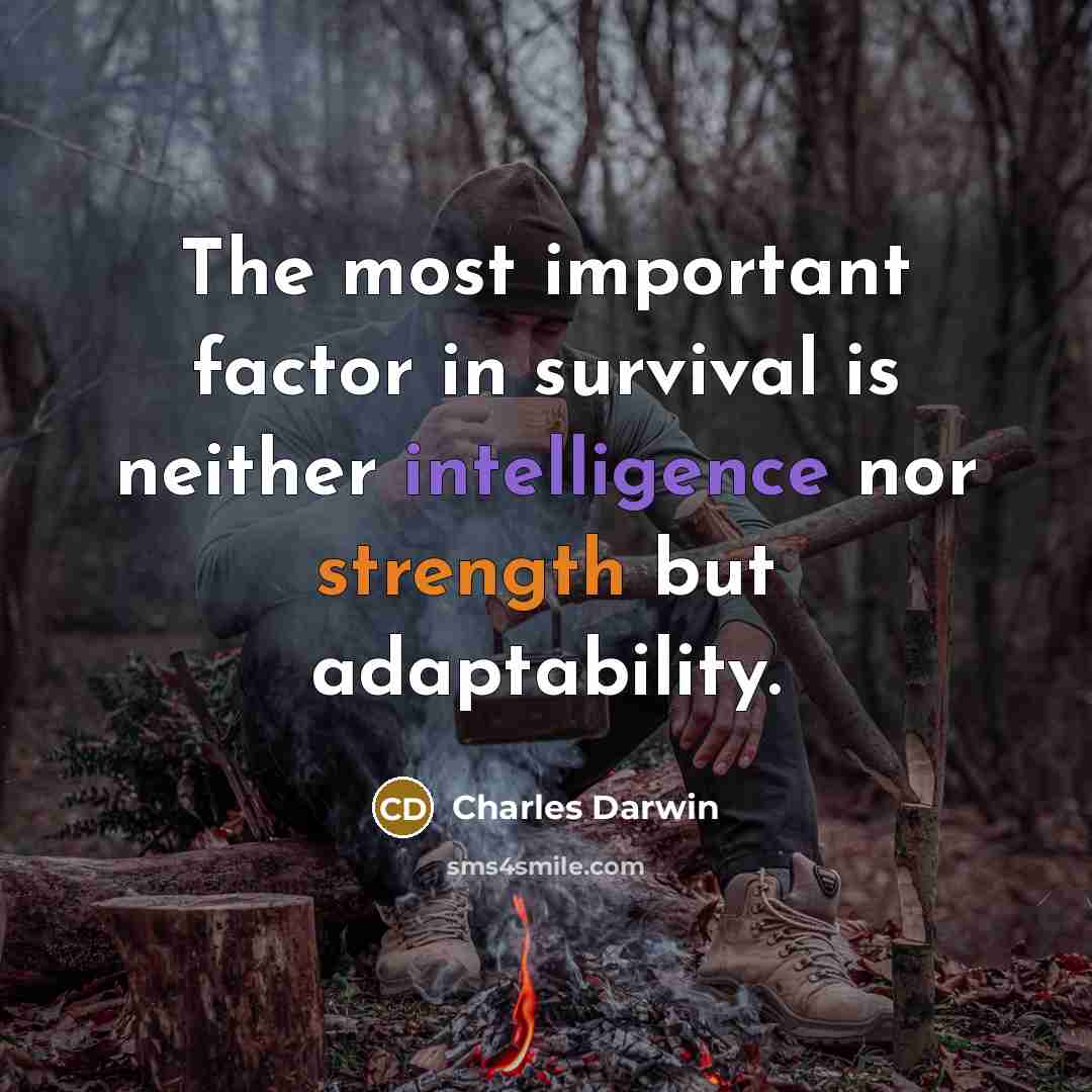 “The most important factor in survival is neither intelligence nor strength but adaptability.” quote by Charles Darwin