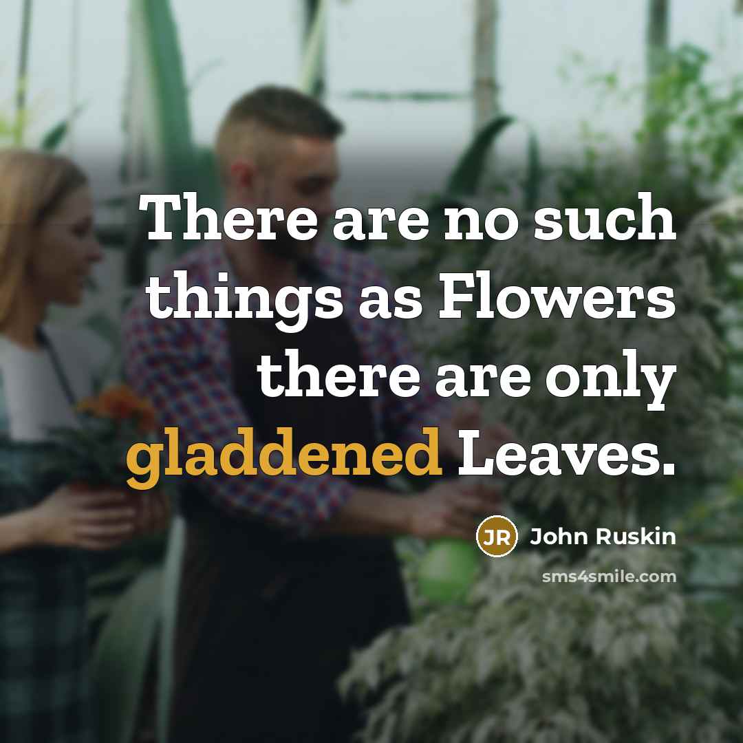 “There are no such things as Flowers there are only gladdened Leaves.” quote by John Ruskin