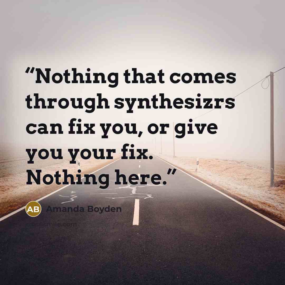 “Nothing that comes through synthesizrs can fix you, or give you your fix. Nothing here.” quote by Amanda Boyden