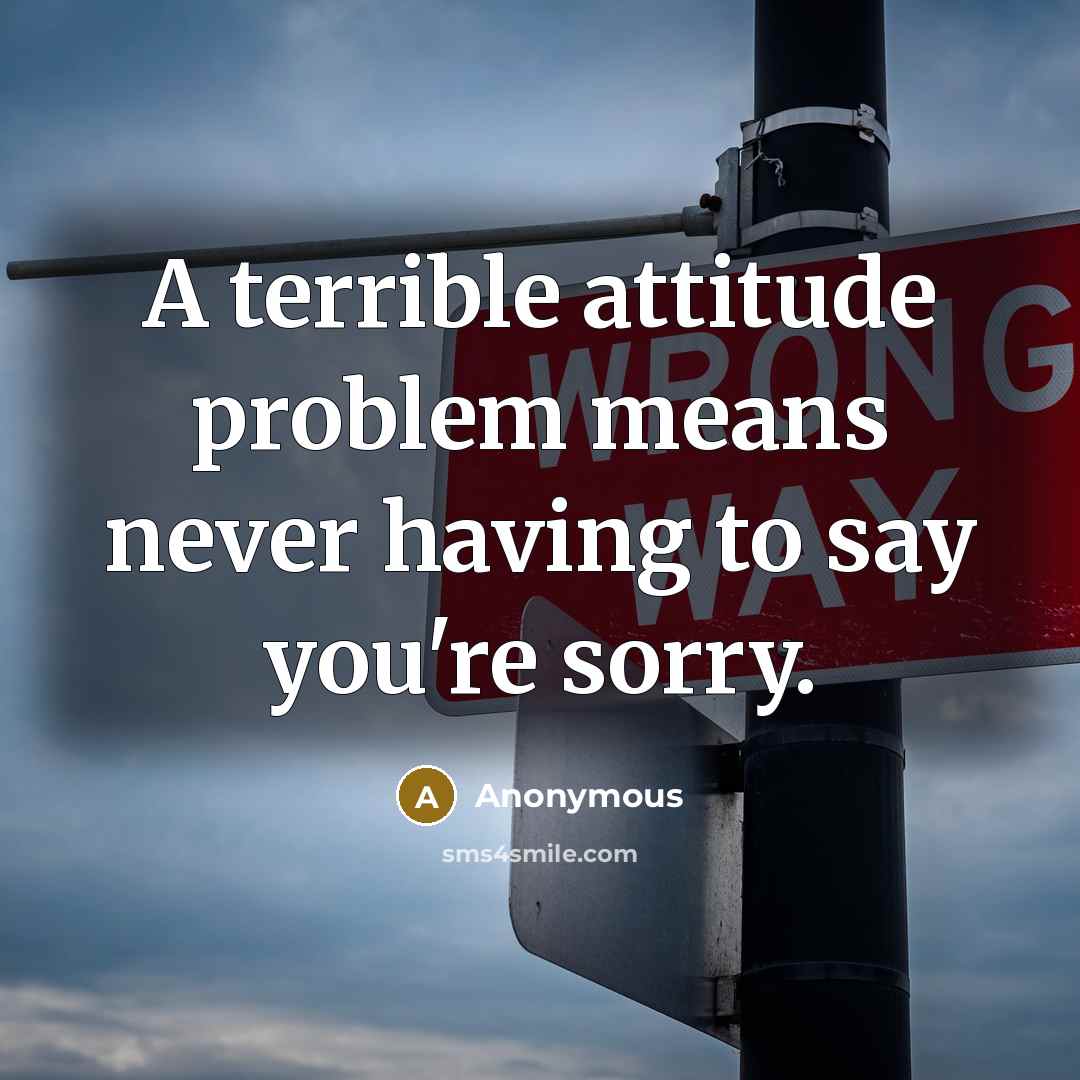 “A terrible attitude problem means never having to say you're sorry.” quote by Anonymous