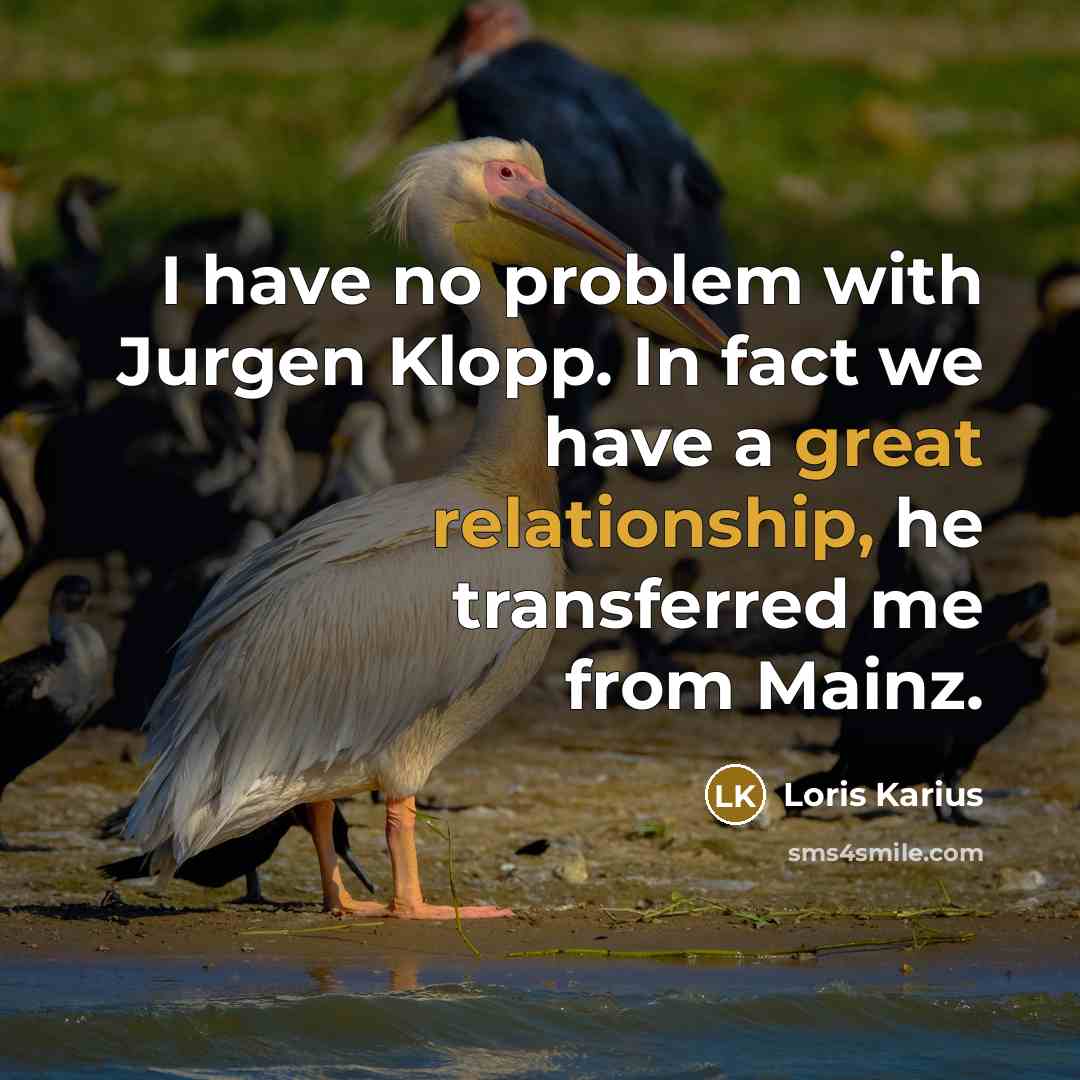 “I have no problem with Jurgen Klopp. In fact we have a great relationship, he transferred me from Mainz.” quote by Loris Karius
