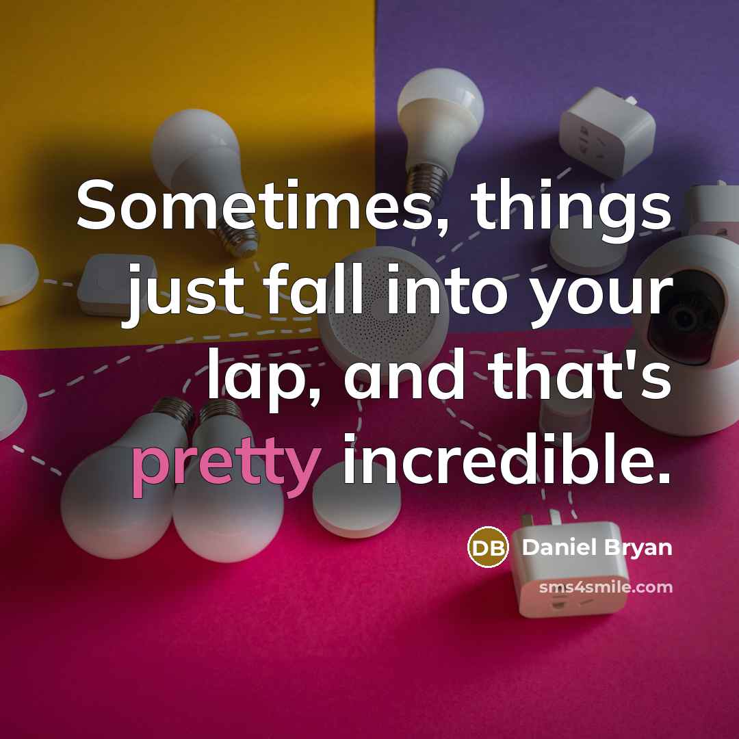 “Sometimes, things just fall into your lap, and that's pretty incredible.” quote by Daniel Bryan