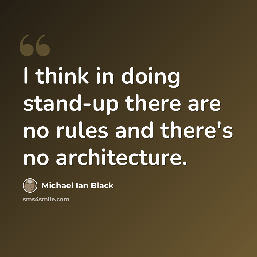 “I think in doing stand-up there are no rules and there's no architecture.” quote by Michael Ian Black