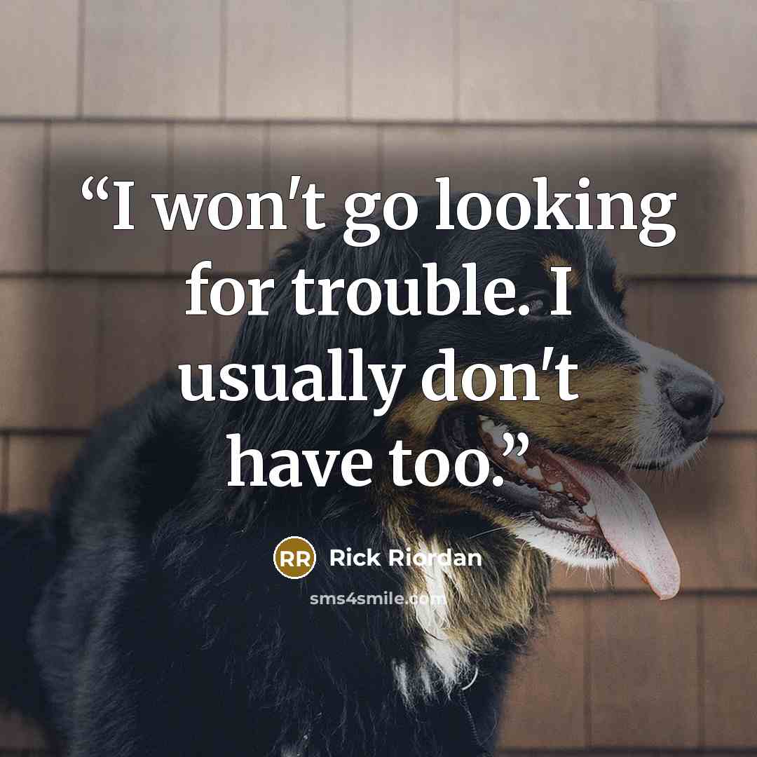 “I won't go looking for trouble. I usually don't have too.” quote by Rick Riordan
