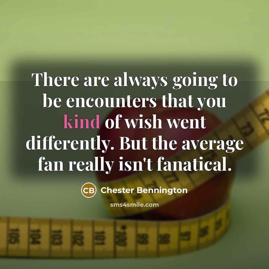 “There are always going to be encounters that you kind of wish went differently. But the average fan really isn't fanatical.” quote by Chester Bennington