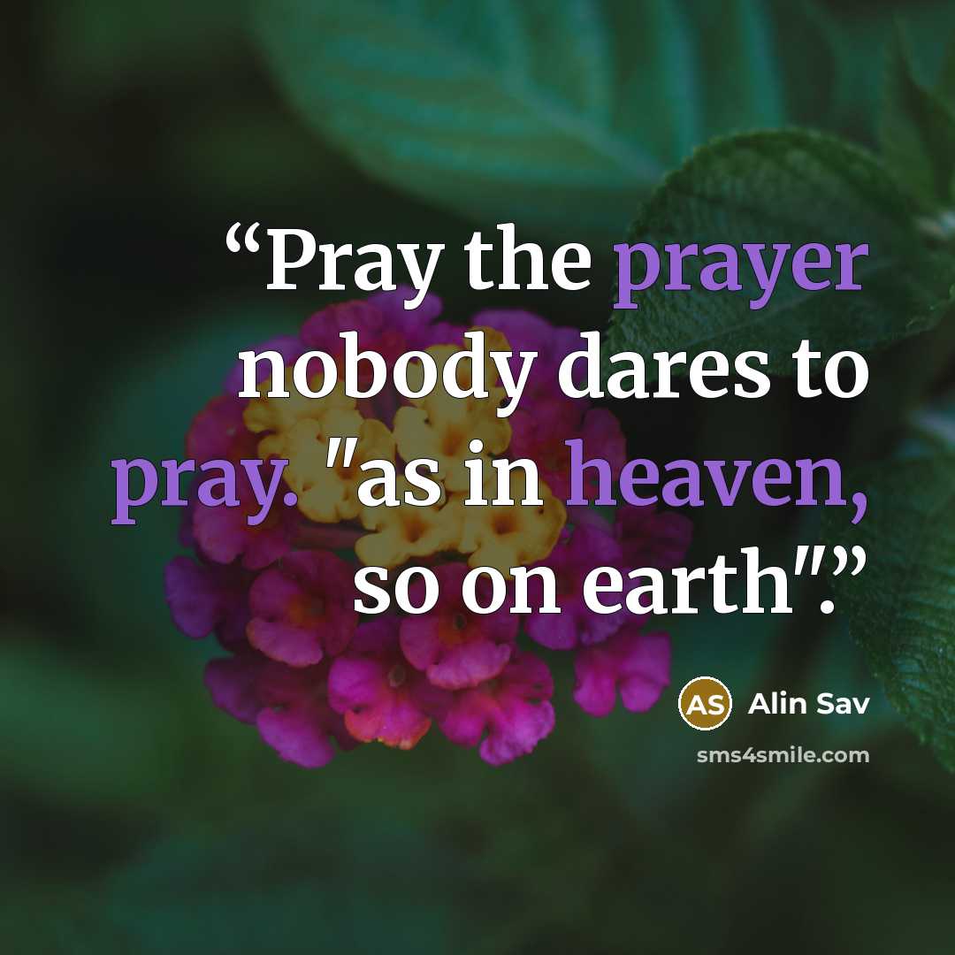 “Pray the prayer nobody dares to pray. "as in heaven, so on earth".” quote by Alin Sav