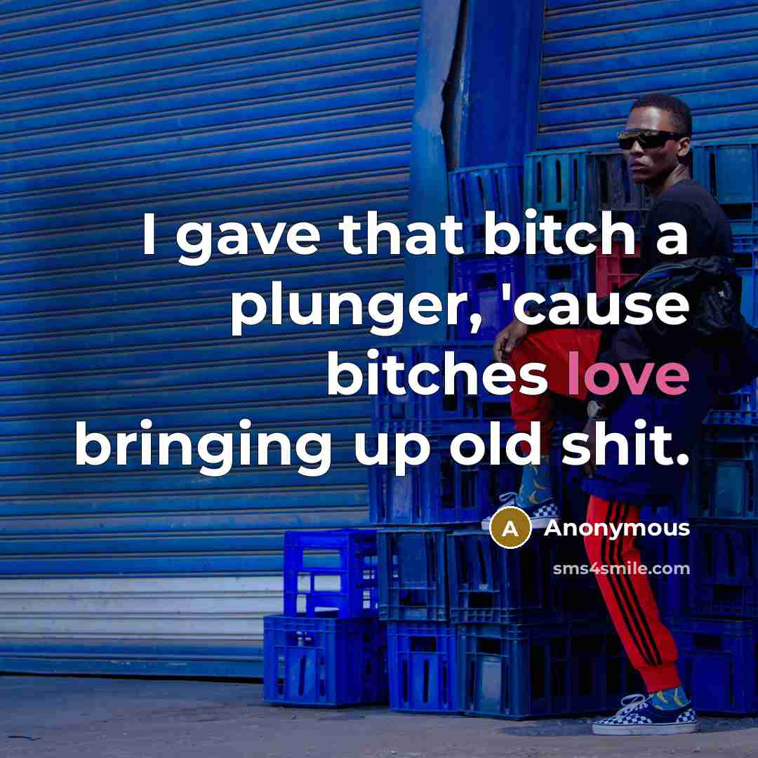 “I gave that bitch a plunger, 'cause bitches love bringing up old shit.” quote by Anonymous