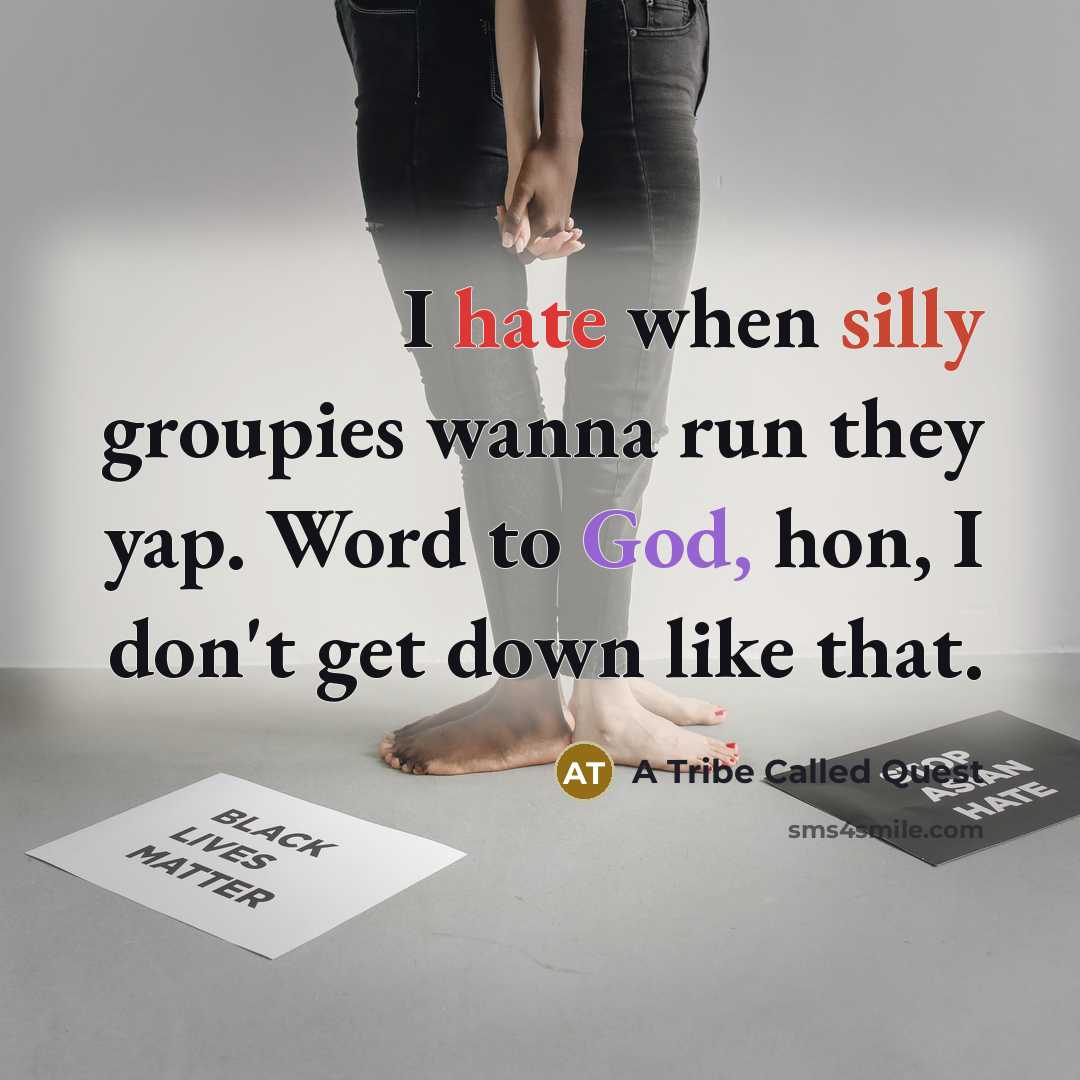 “I hate when silly groupies wanna run they yap. Word to God, hon, I don't get down like that.” quote by A Tribe Called Quest