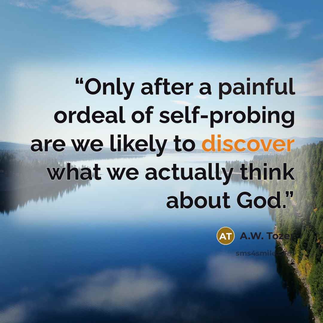 “Only after a painful ordeal of self-probing are we likely to discover what we actually think about God.” quote by A.W. Tozer