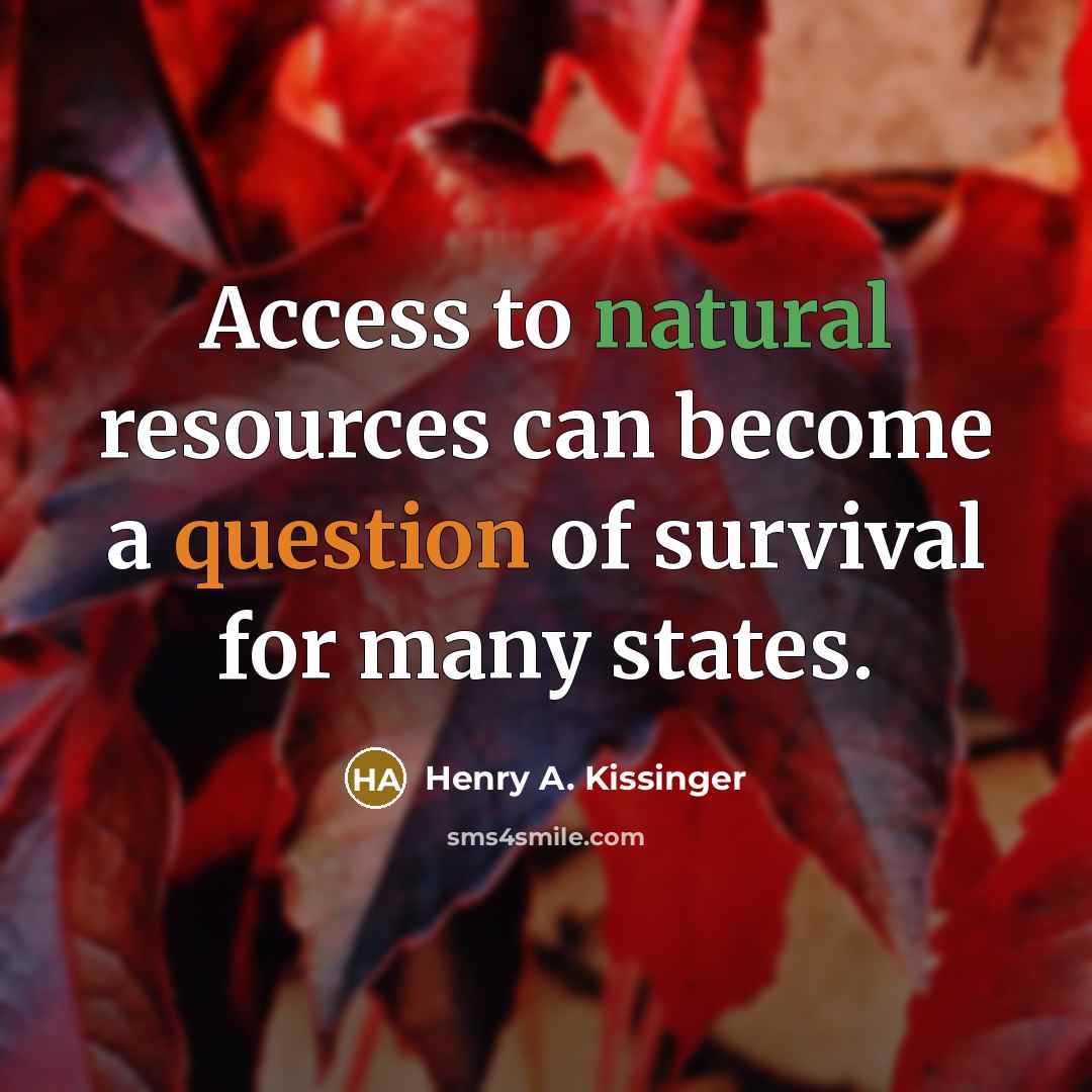 “Access to natural resources can become a question of survival for many states.” quote by Henry A. Kissinger