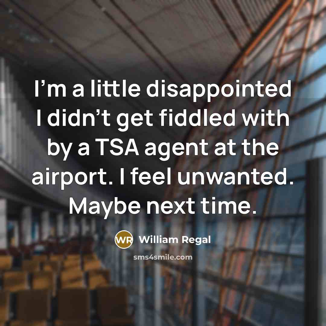 “I'm a little disappointed I didn't get fiddled with by a TSA agent at the airport. I feel unwanted. Maybe next time.” quote by William Regal
