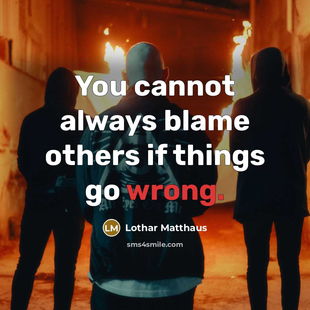 “You cannot always blame others if things go wrong.” quote by Lothar Matthaus