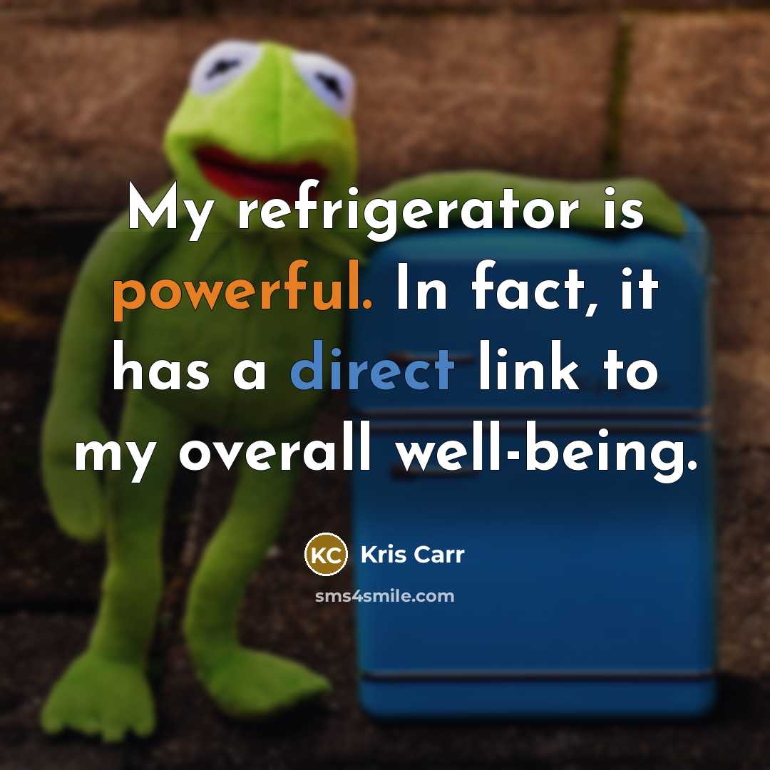 “My refrigerator is powerful. In fact, it has a direct link to my overall well-being.” quote by Kris Carr