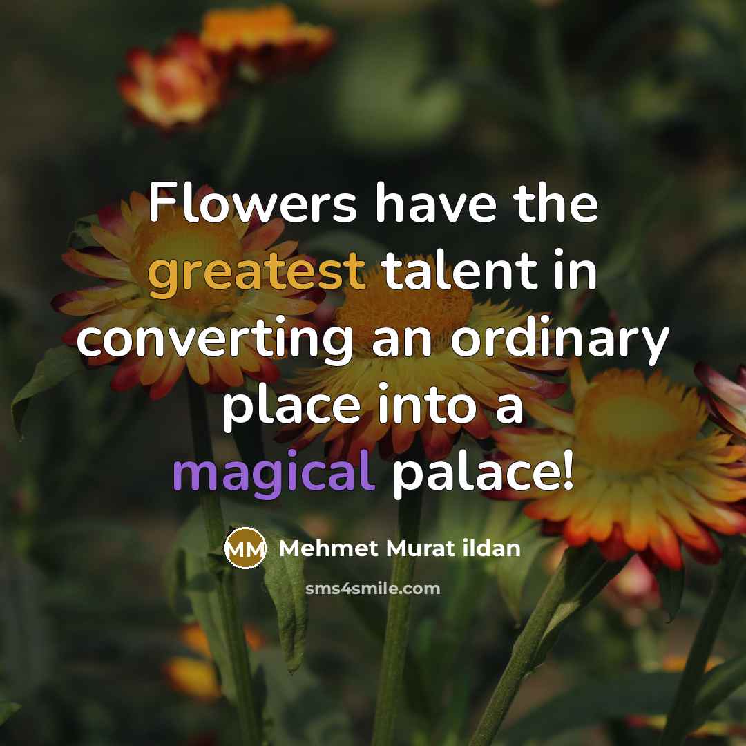 “Flowers have the greatest talent in converting an ordinary place into a magical palace!” quote by Mehmet Murat Ildan
