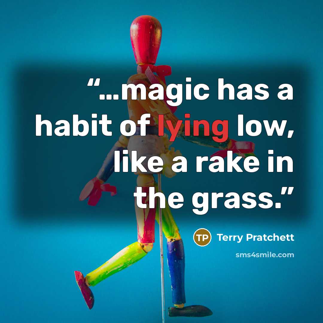 “…magic has a habit of lying low, like a rake in the grass.” quote by Terry Pratchett