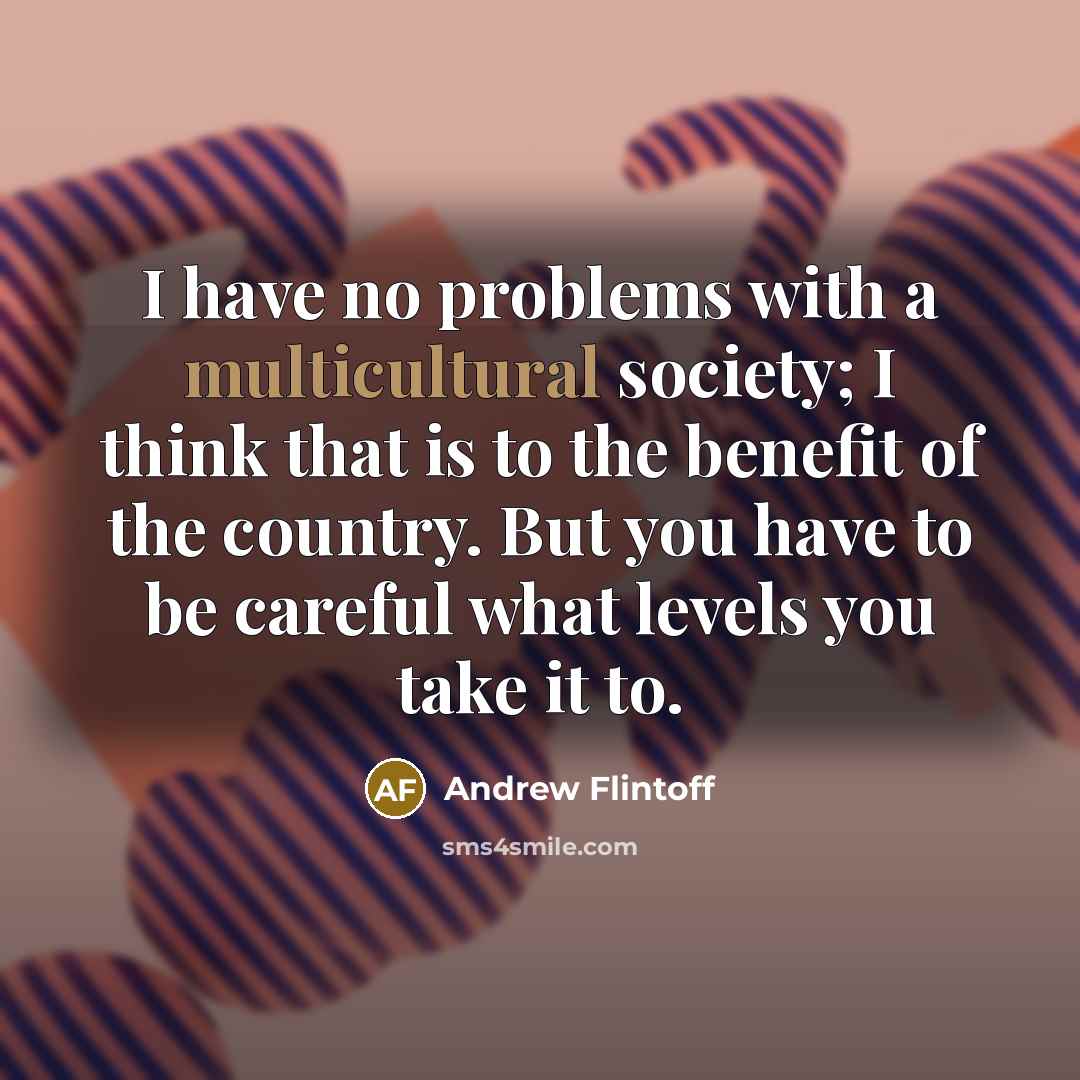 “I have no problems with a multicultural society; I think that is to the benefit of the country. But you have to be careful what levels you take it to.” quote by Andrew Flintoff