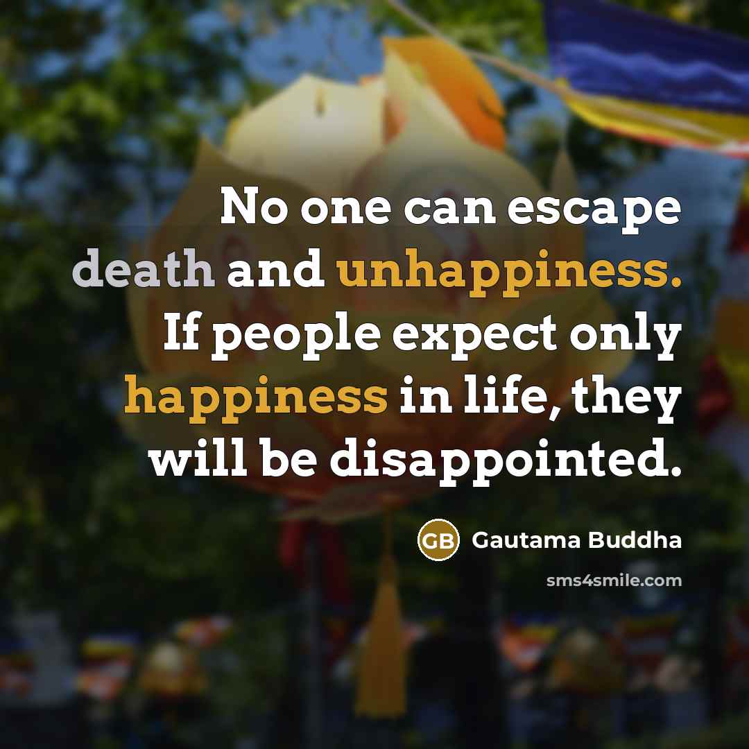 “No one can escape death and unhappiness. If people expect only happiness in life, they will be disappointed.” quote by Gautama Buddha