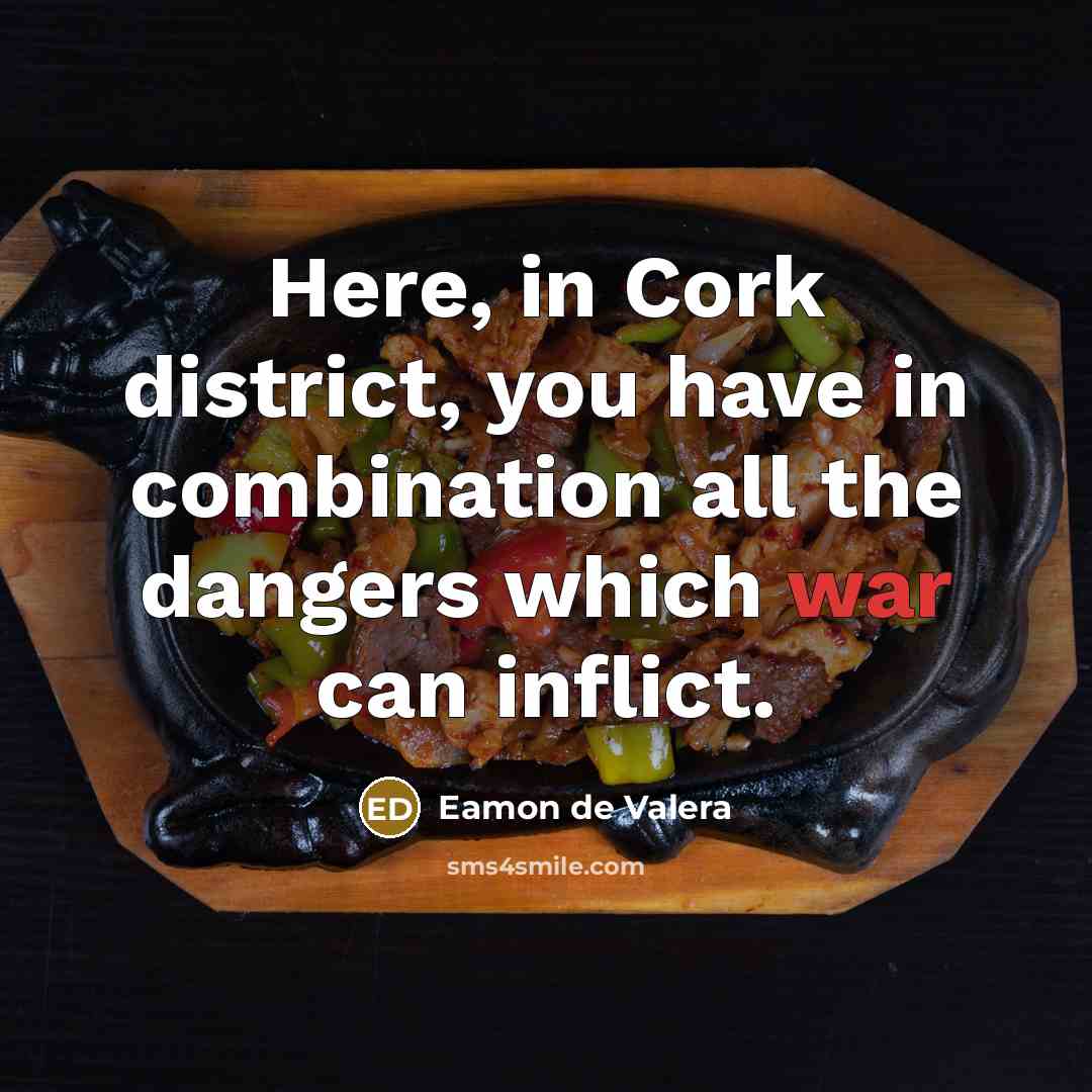 “Here, in Cork district, you have in combination all the dangers which war can inflict.” quote by Eamon de Valera