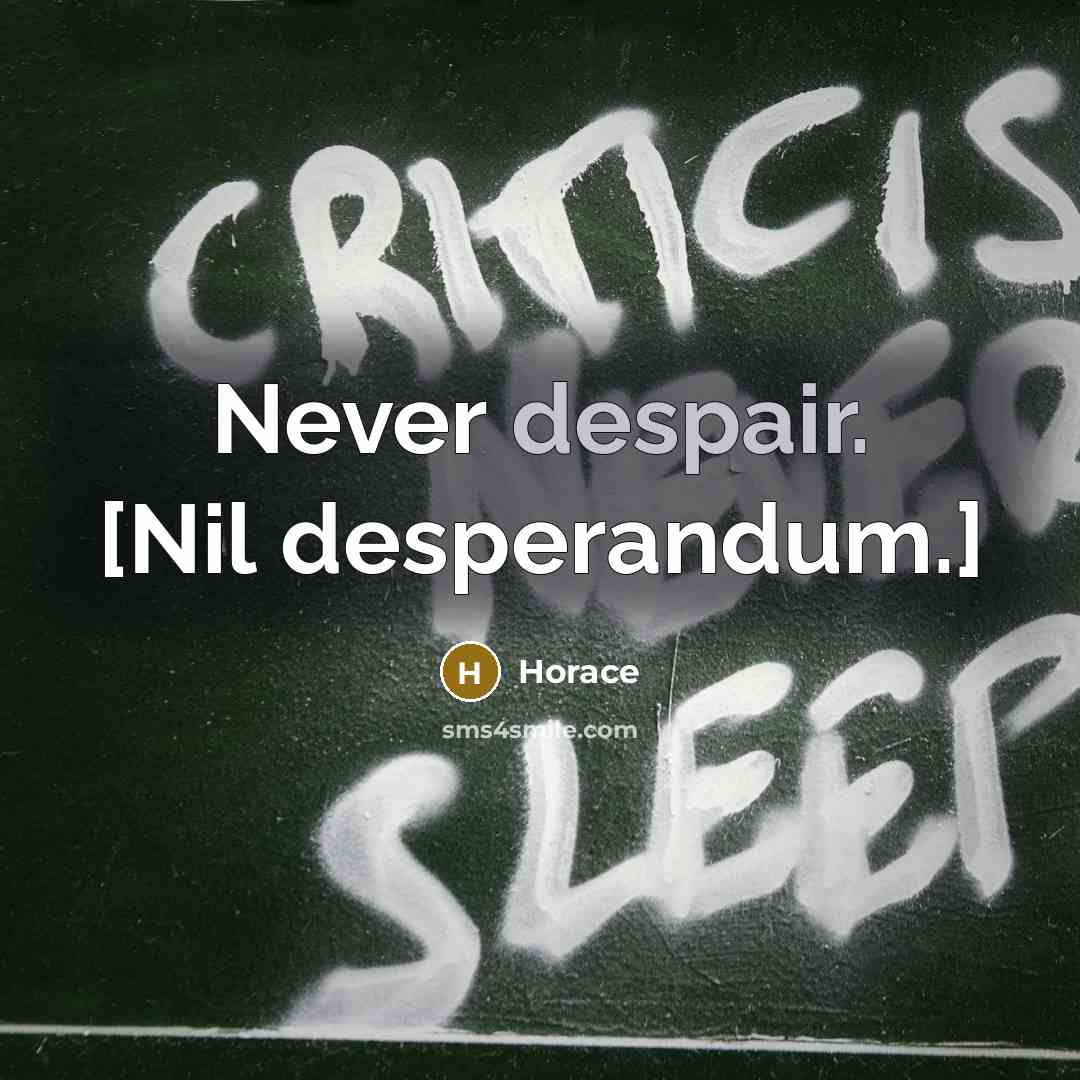 “Never despair. [Nil desperandum.]” quote by Horace