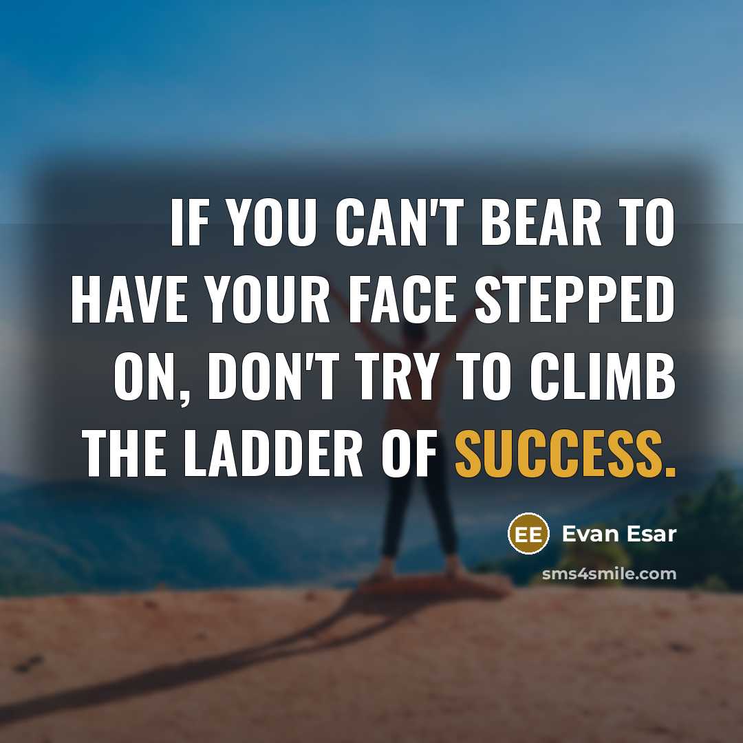 “If you can't bear to have your face stepped on, don't try to climb the ladder of success.” quote by Evan Esar