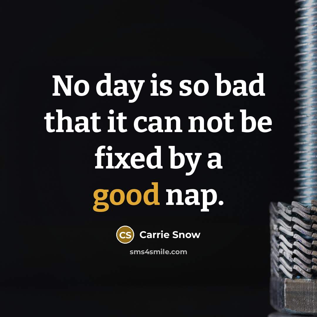 “No day is so bad that it can not be fixed by a good nap.” quote by Carrie Snow