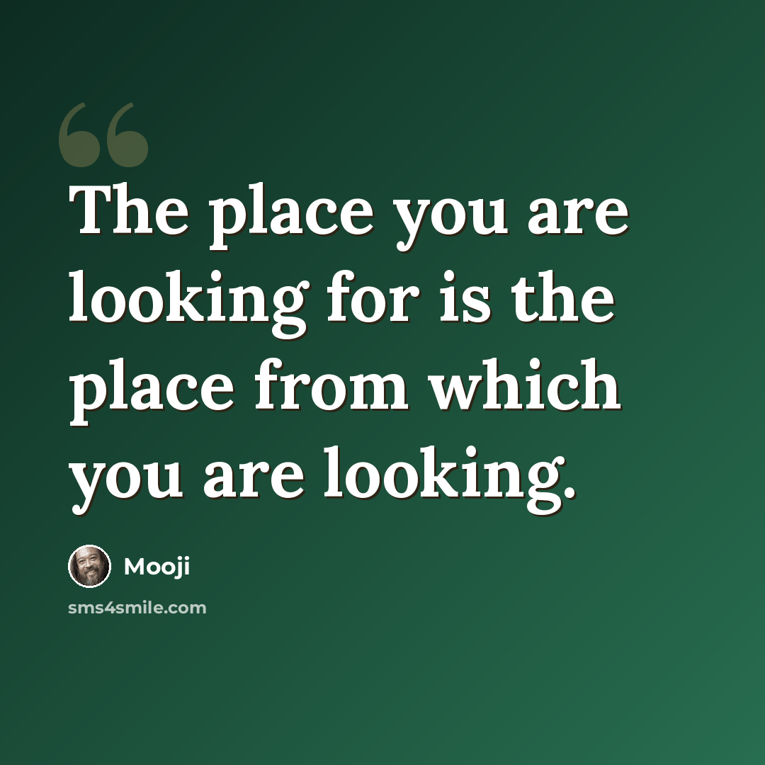 “The place you are looking for is the place from which you are looking.” quote by Mooji