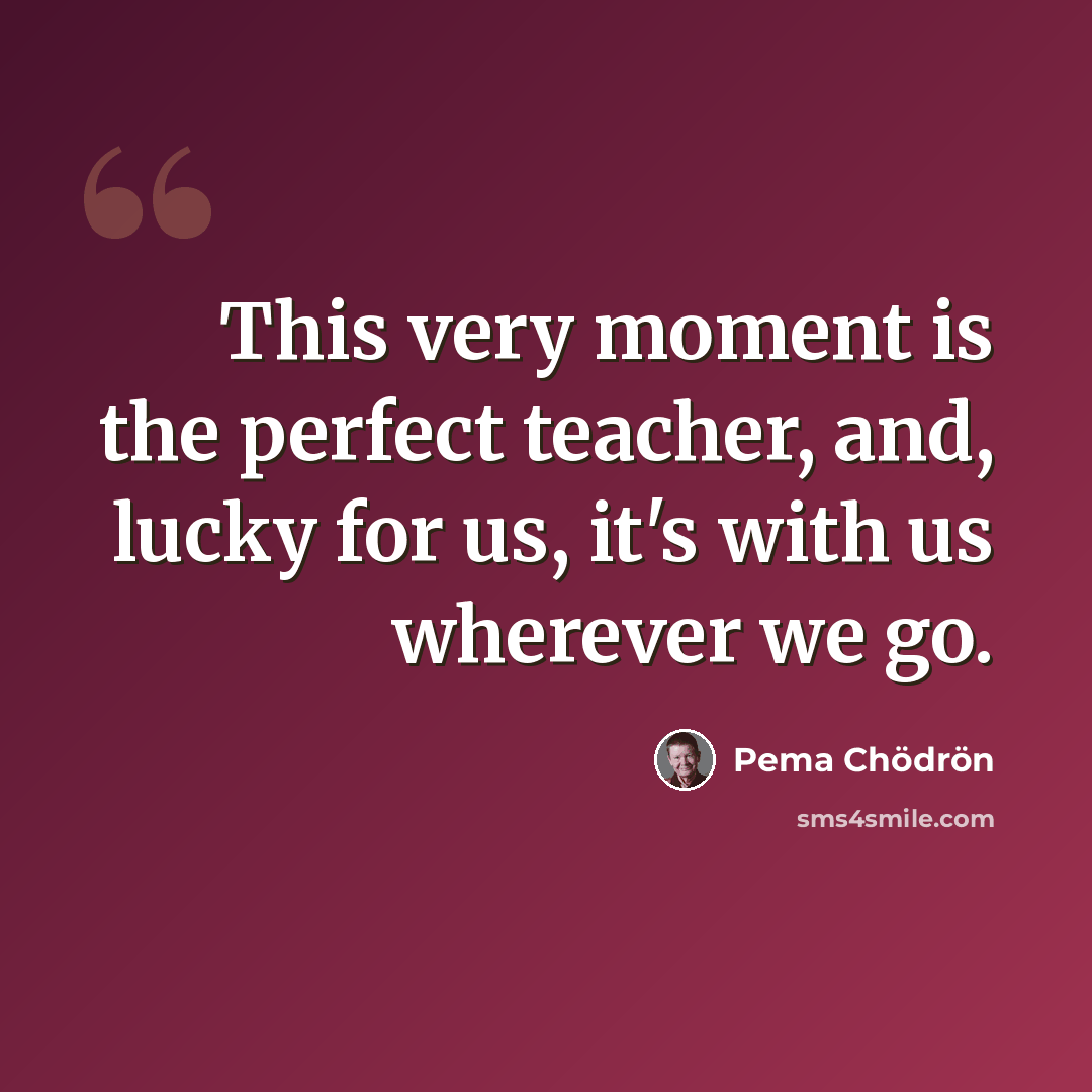 “This very moment is the perfect teacher, and, lucky for us, it's with us wherever we go.” quote by Pema Chodron