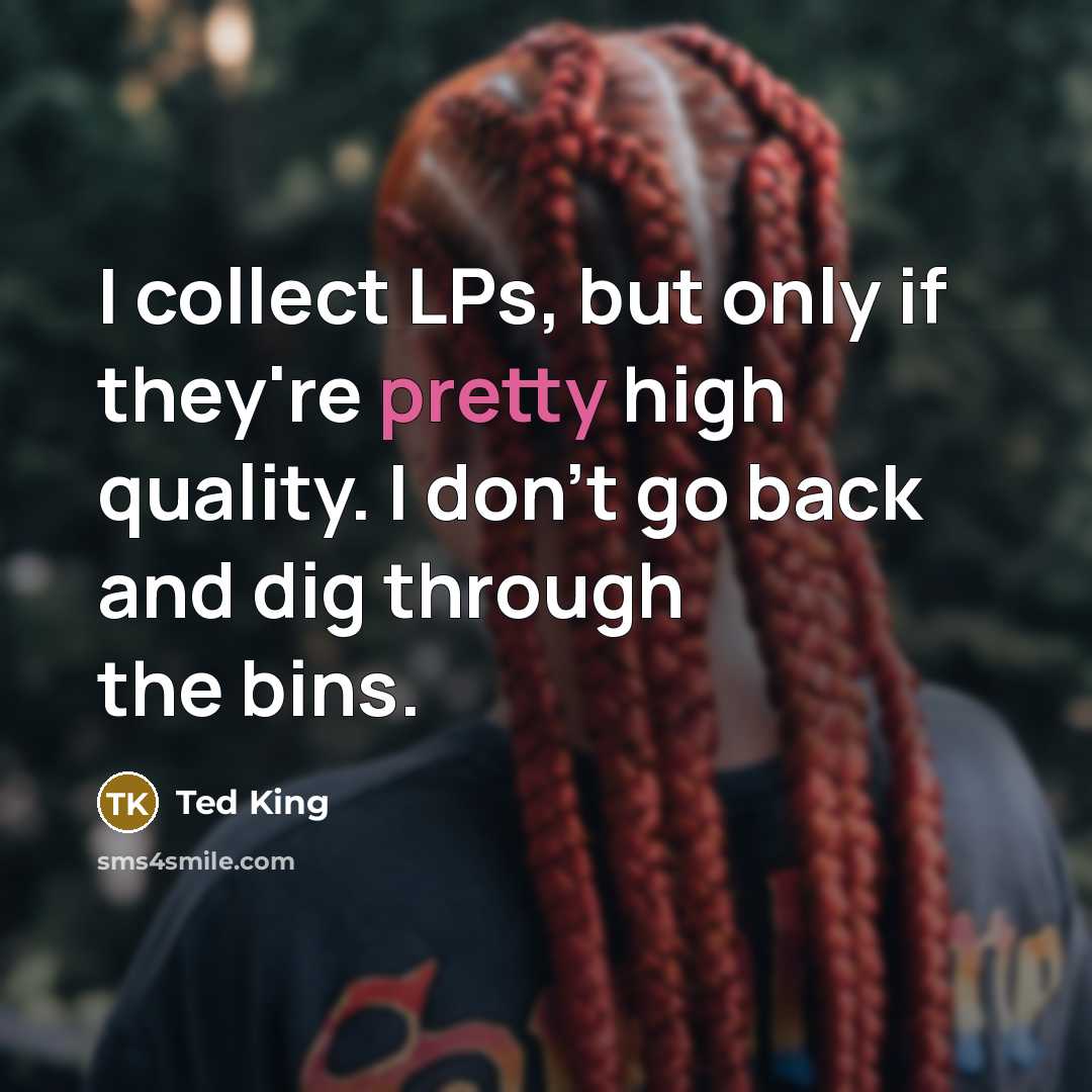 “I collect LPs, but only if they're pretty high quality. I don't go back and dig through the bins.” quote by Ted King