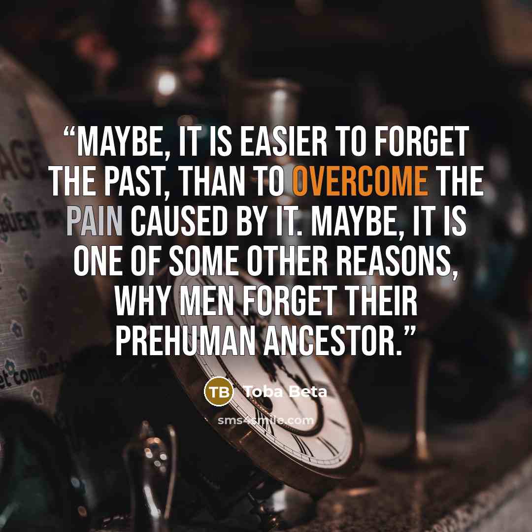 “Maybe, it is easier to forget the past, than to overcome the pain caused by it. Maybe, it is one of some other reasons, why men forget their prehuman ancestor.” quote by Toba Beta