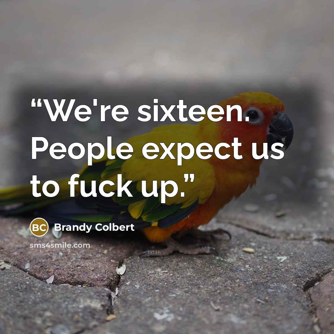 “We're sixteen. People expect us to fuck up.” quote by Brandy Colbert