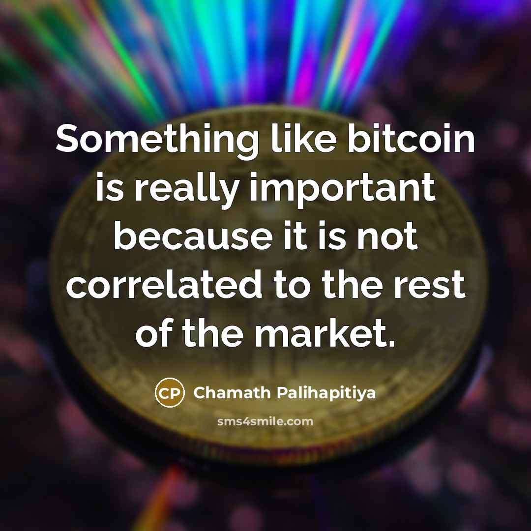 “Something like bitcoin is really important because it is not correlated to the rest of the market.” quote by Chamath Palihapitiya