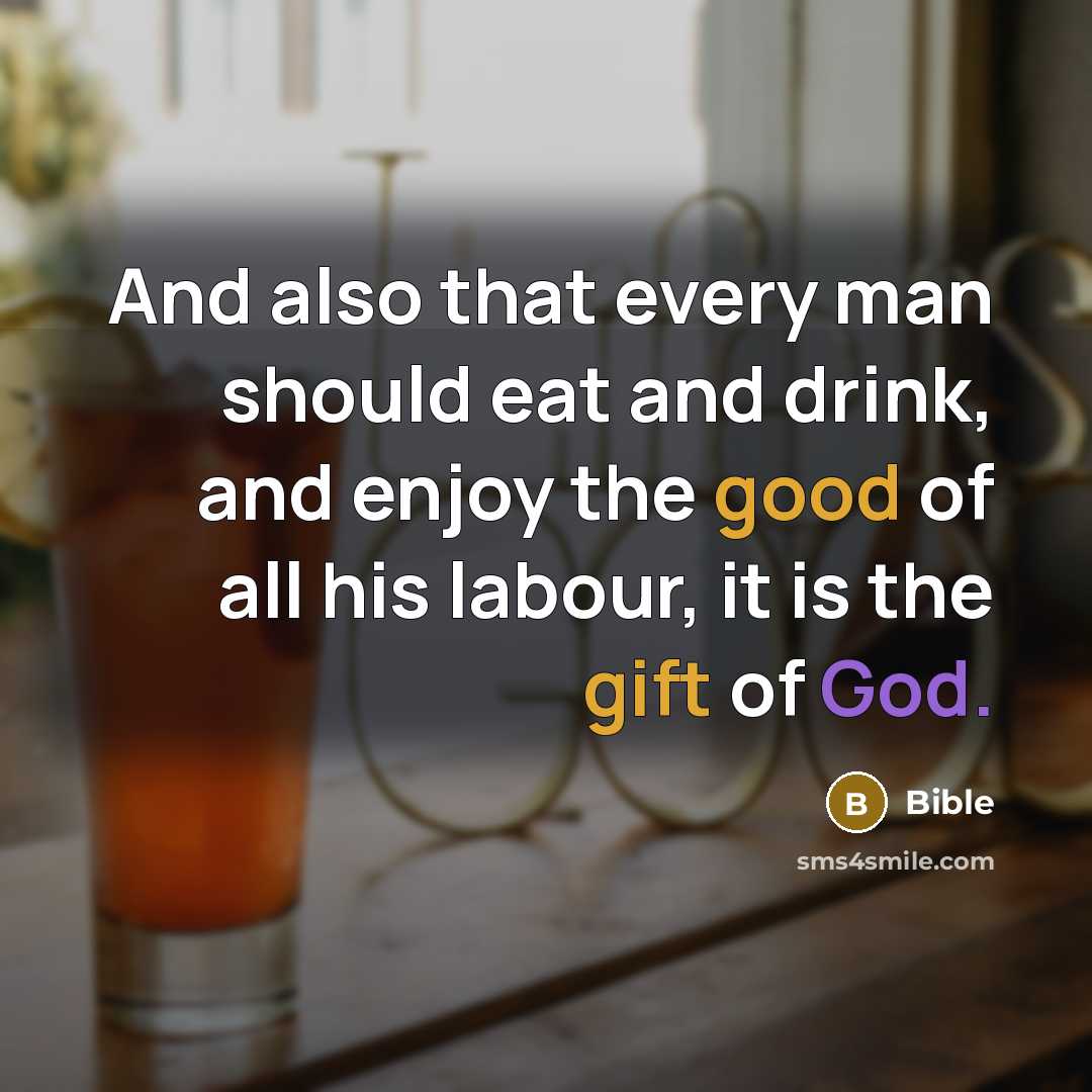 “And also that every man should eat and drink, and enjoy the good of all his labour, it is the gift of God.” quote by Bible