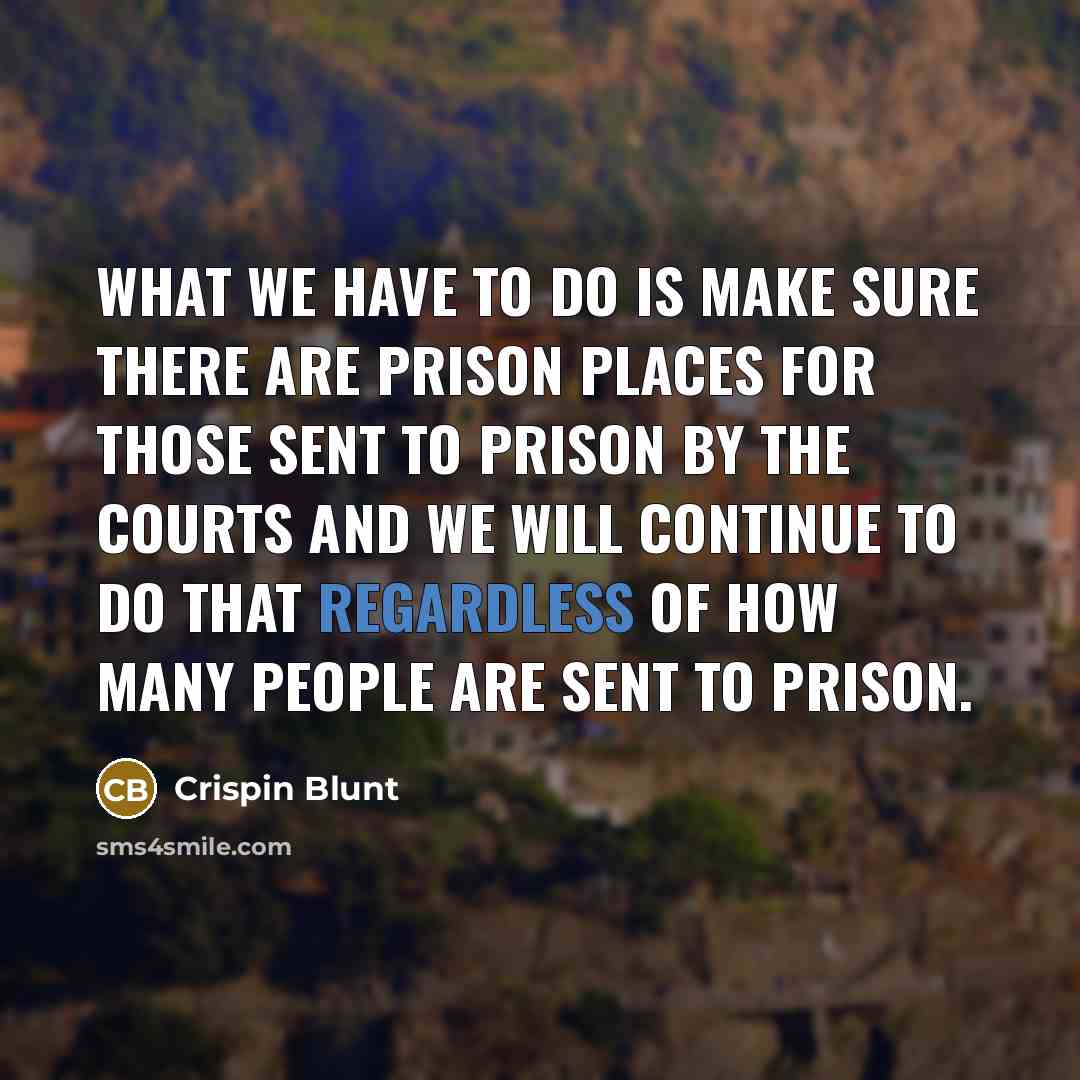 “What we have to do is make sure there are prison places for those sent to prison by the courts and we will continue to do that regardless of how many people are sent to prison.” quote by Crispin Blunt