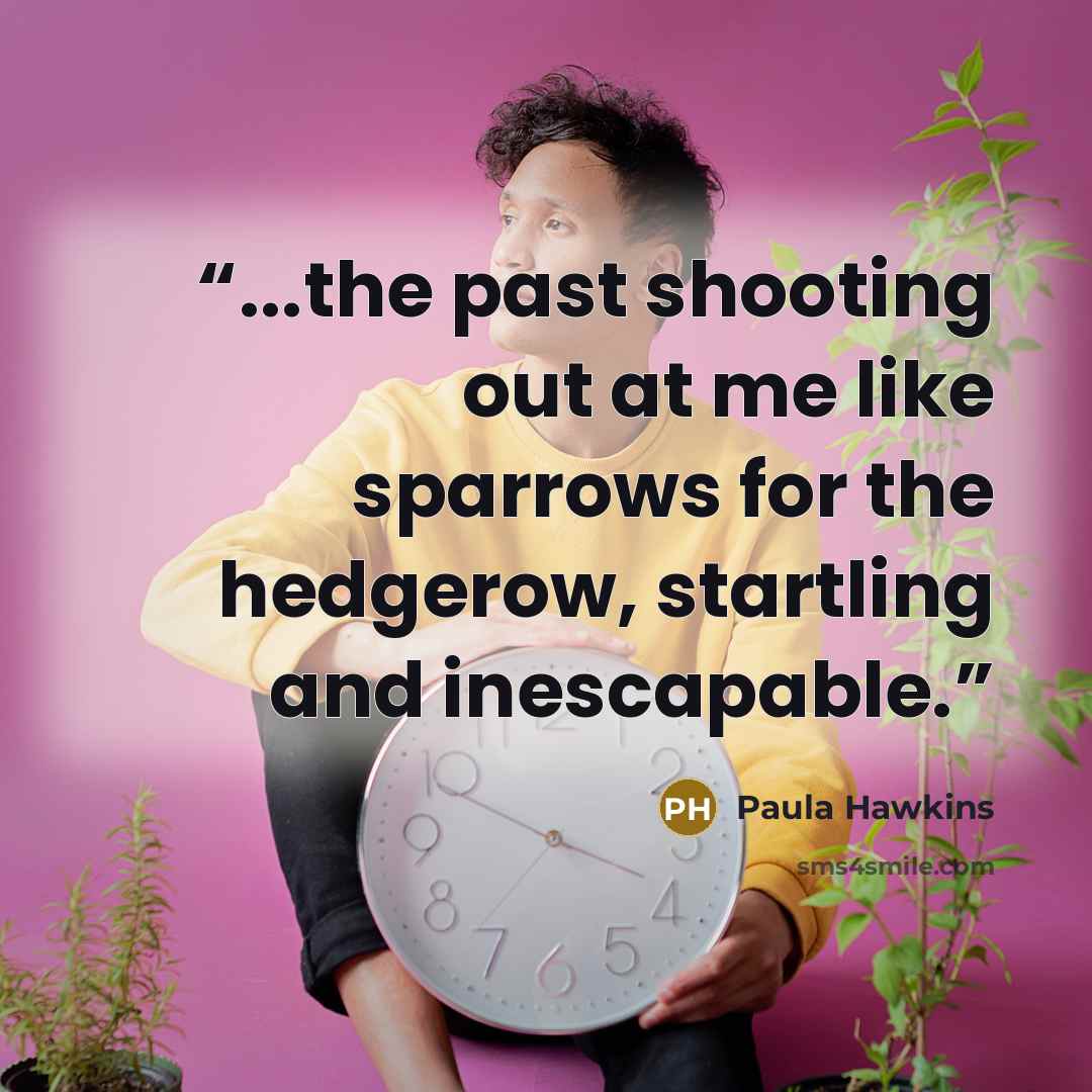 “...the past shooting out at me like sparrows for the hedgerow, startling and inescapable.” quote by Paula Hawkins