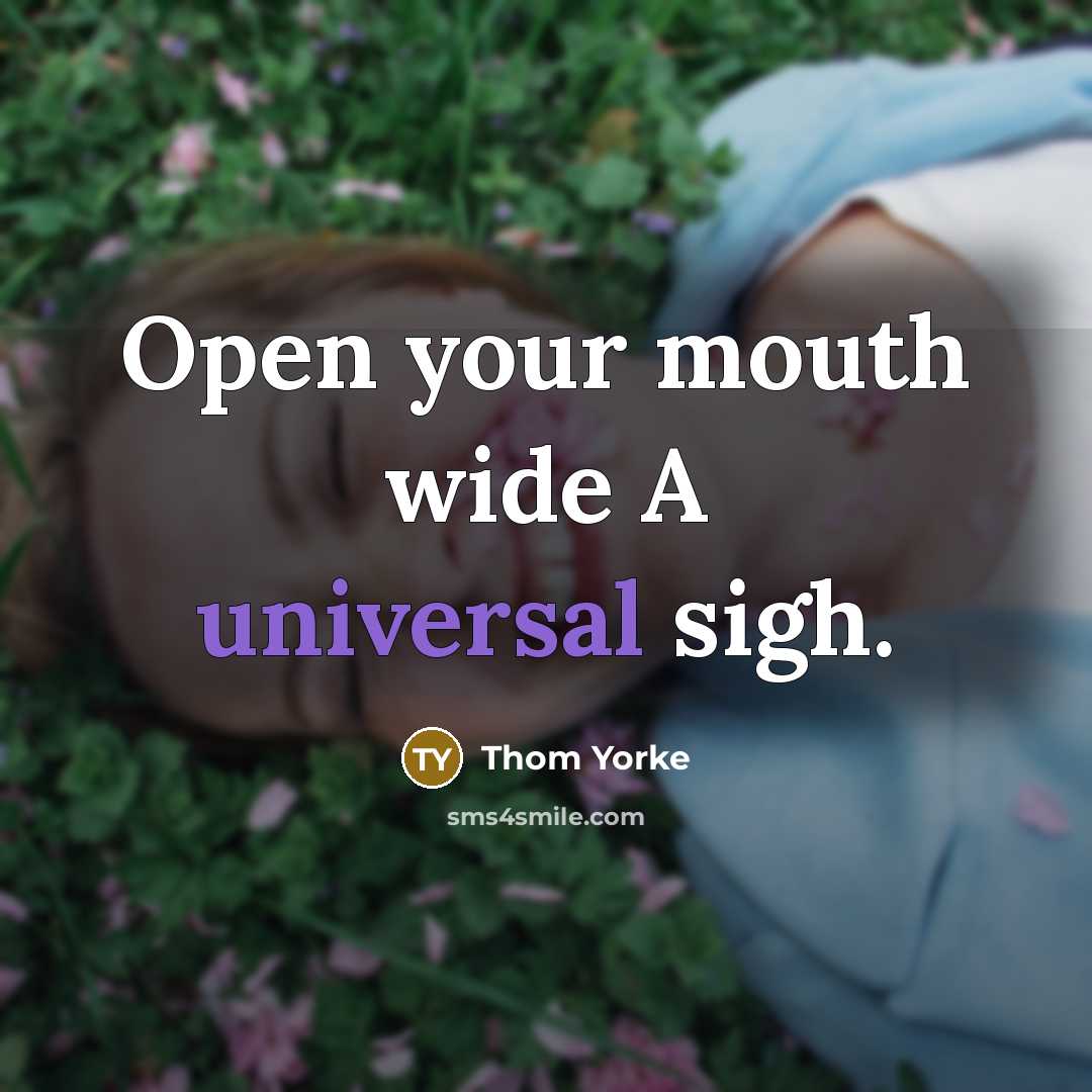 “Open your mouth wide A universal sigh.” quote by Thom Yorke