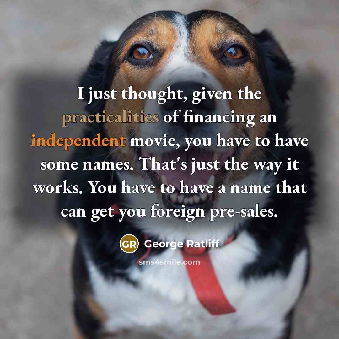 “I just thought, given the practicalities of financing an independent movie, you have to have some names. That's just the way it works. You have to have a name that can get you foreign pre-sales.” quote by George Ratliff