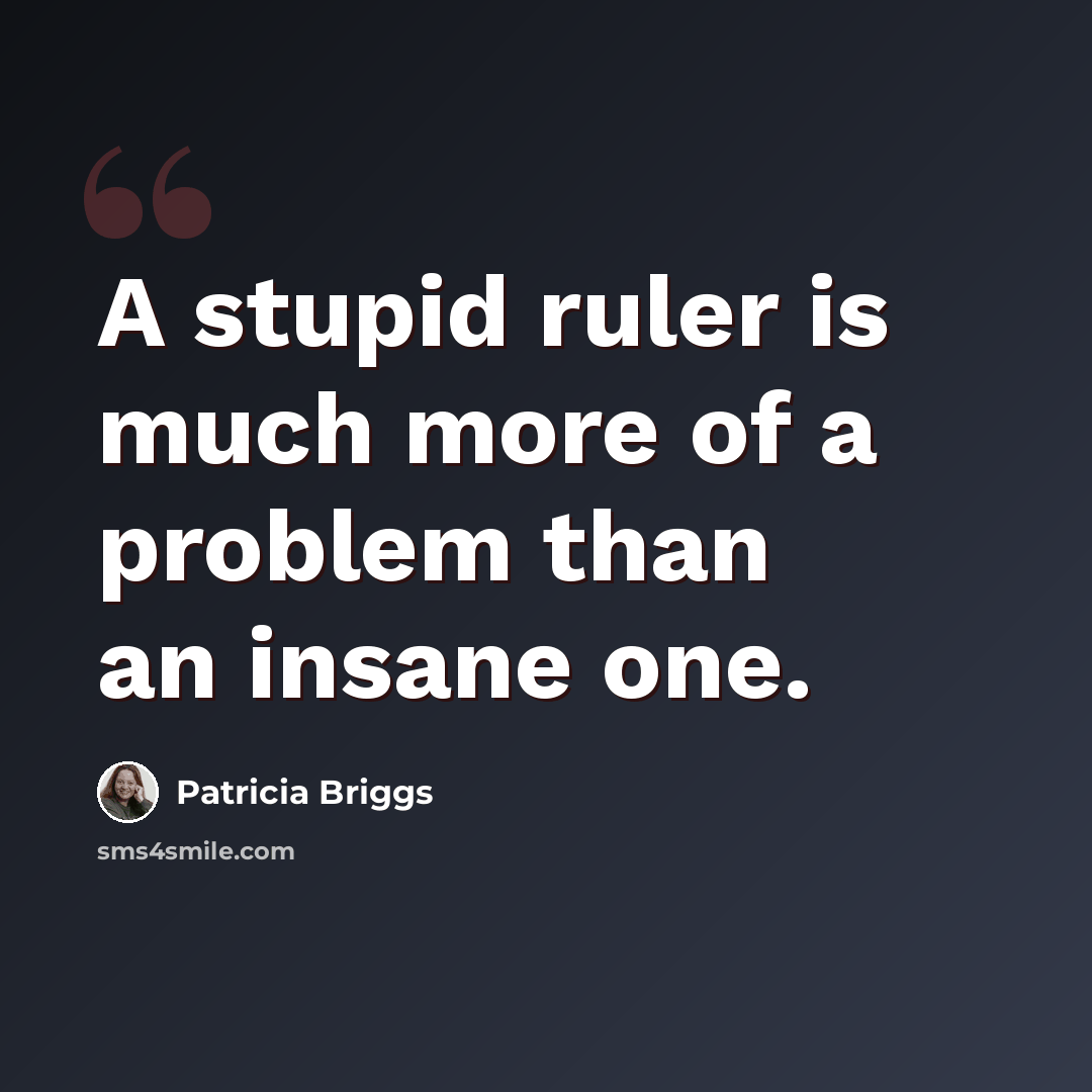 “A stupid ruler is much more of a problem than an insane one.” quote by Patricia Briggs