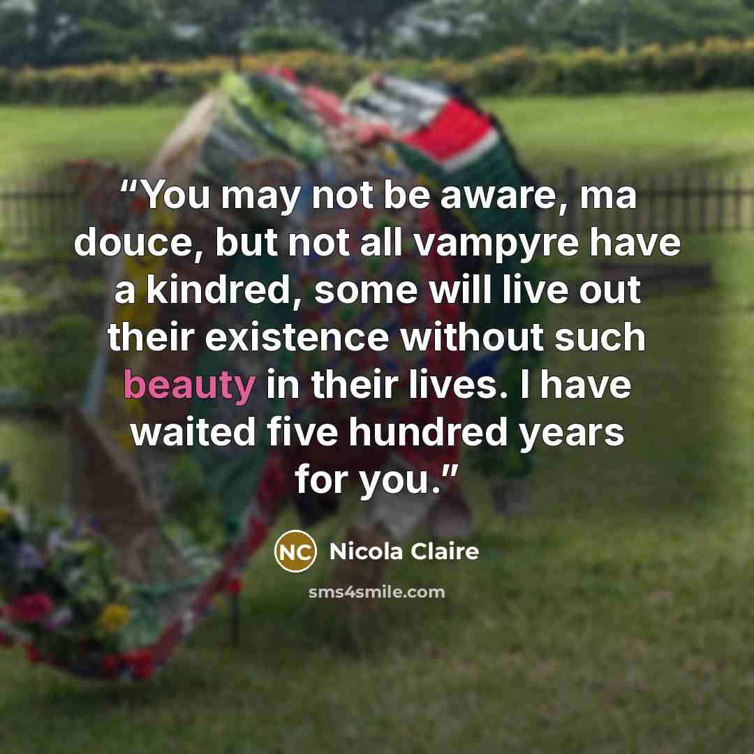“You may not be aware, ma douce, but not all vampyre have a kindred, some will live out their existence without such beauty in their lives. I have waited five hundred years for you.” quote by Nicola Claire
