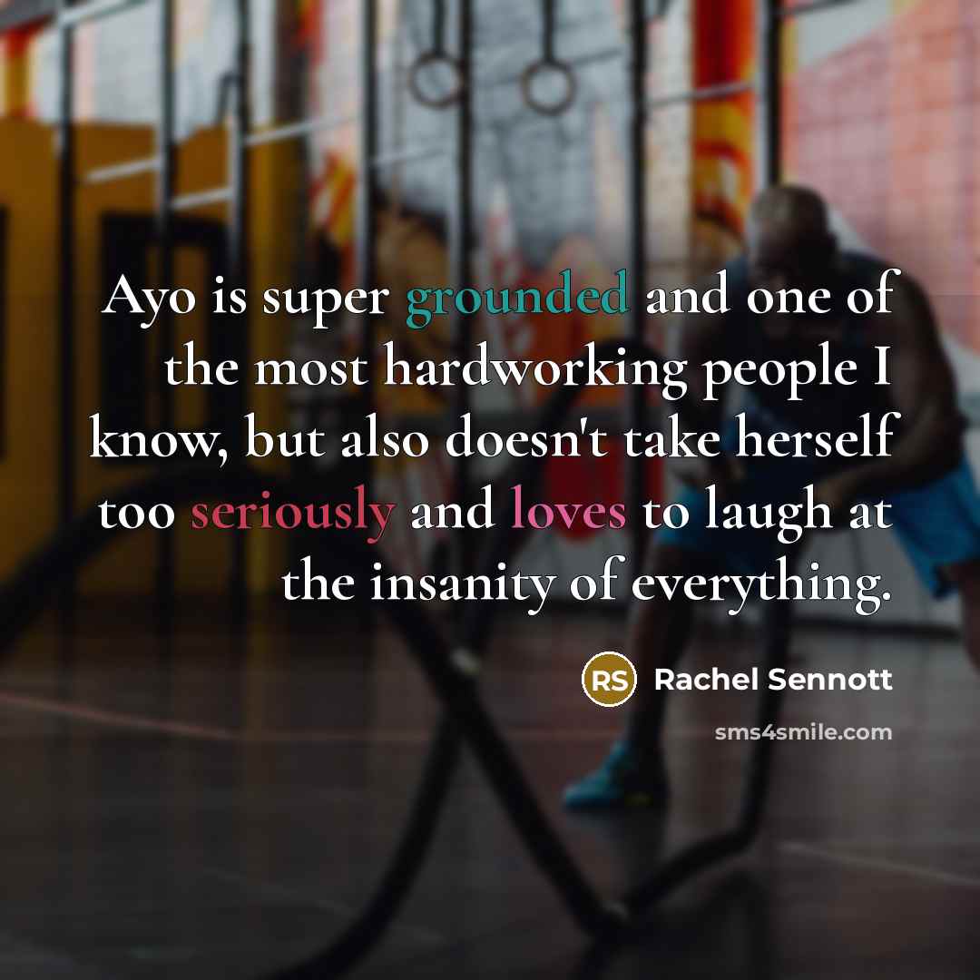 “Ayo is super grounded and one of the most hardworking people I know, but also doesn't take herself too seriously and loves to laugh at the insanity of everything.” quote by Rachel Sennott