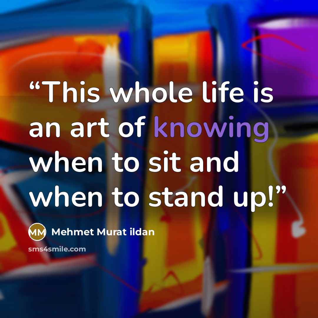 “This whole life is an art of knowing when to sit and when to stand up!” quote by Mehmet Murat ildan