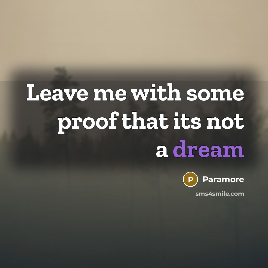 “Leave me with some proof that its not a dream” quote by Paramore