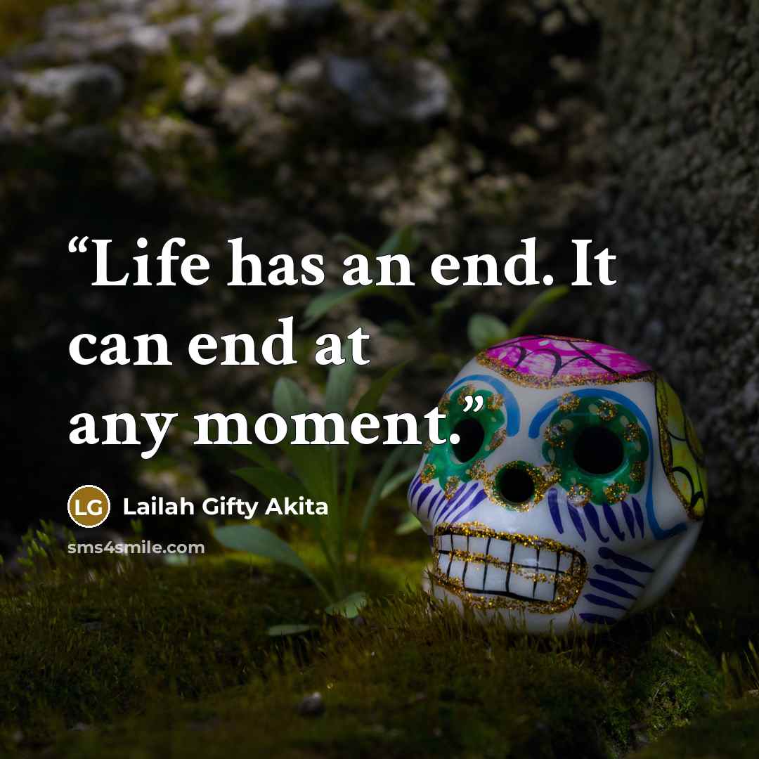“Life has an end. It can end at any moment.” quote by Lailah Gifty Akita