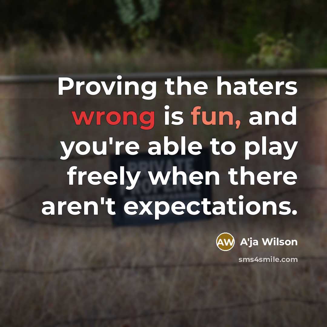 “Proving the haters wrong is fun, and you're able to play freely when there aren't expectations.” quote by A'ja Wilson