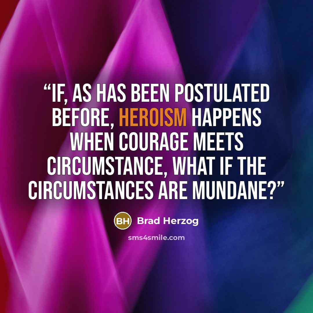 “If, as has been postulated before, heroism happens when courage meets circumstance, what if the circumstances are mundane?” quote by Brad Herzog