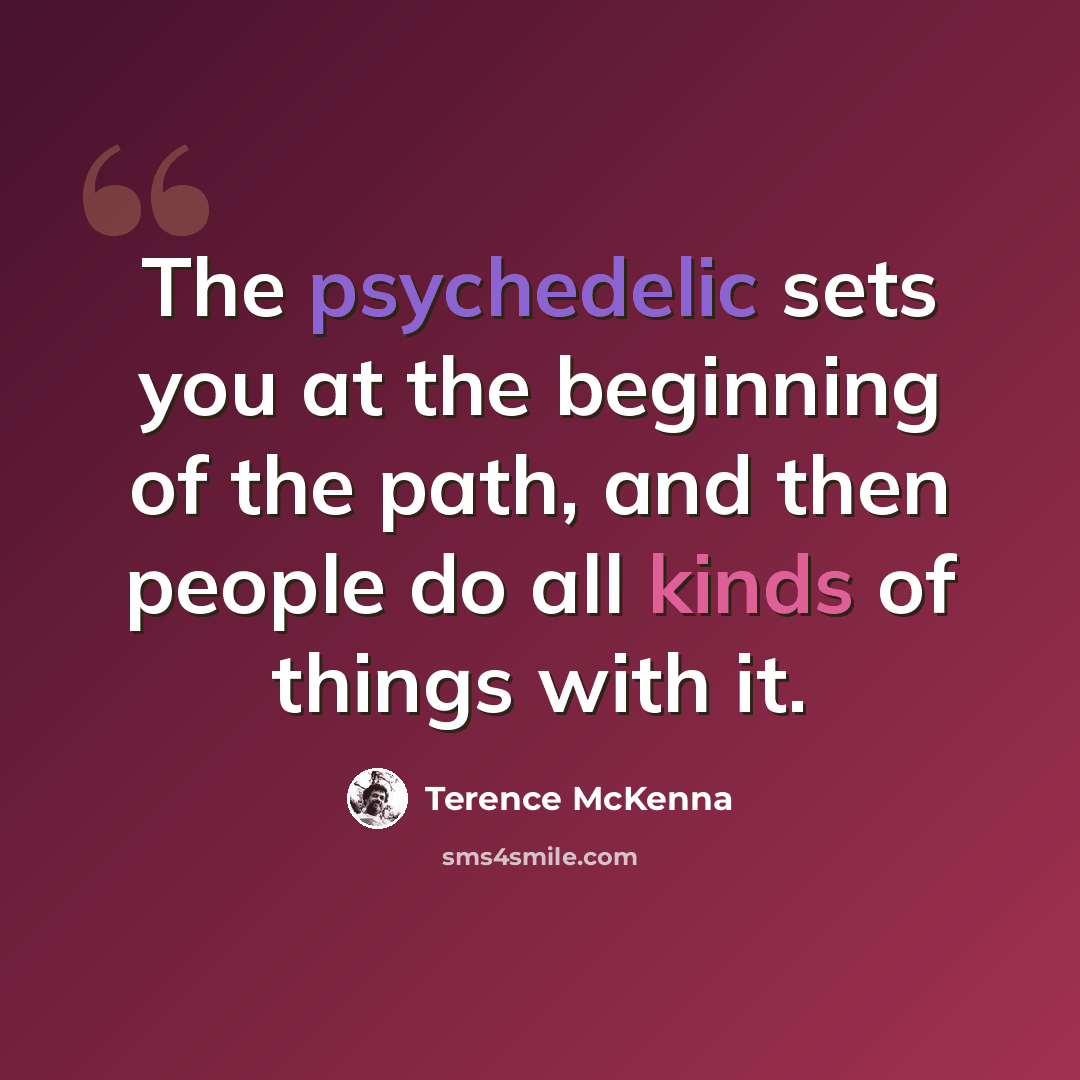 “The psychedelic sets you at the beginning of the path, and then people do all kinds of things with it.” quote by Terence McKenna