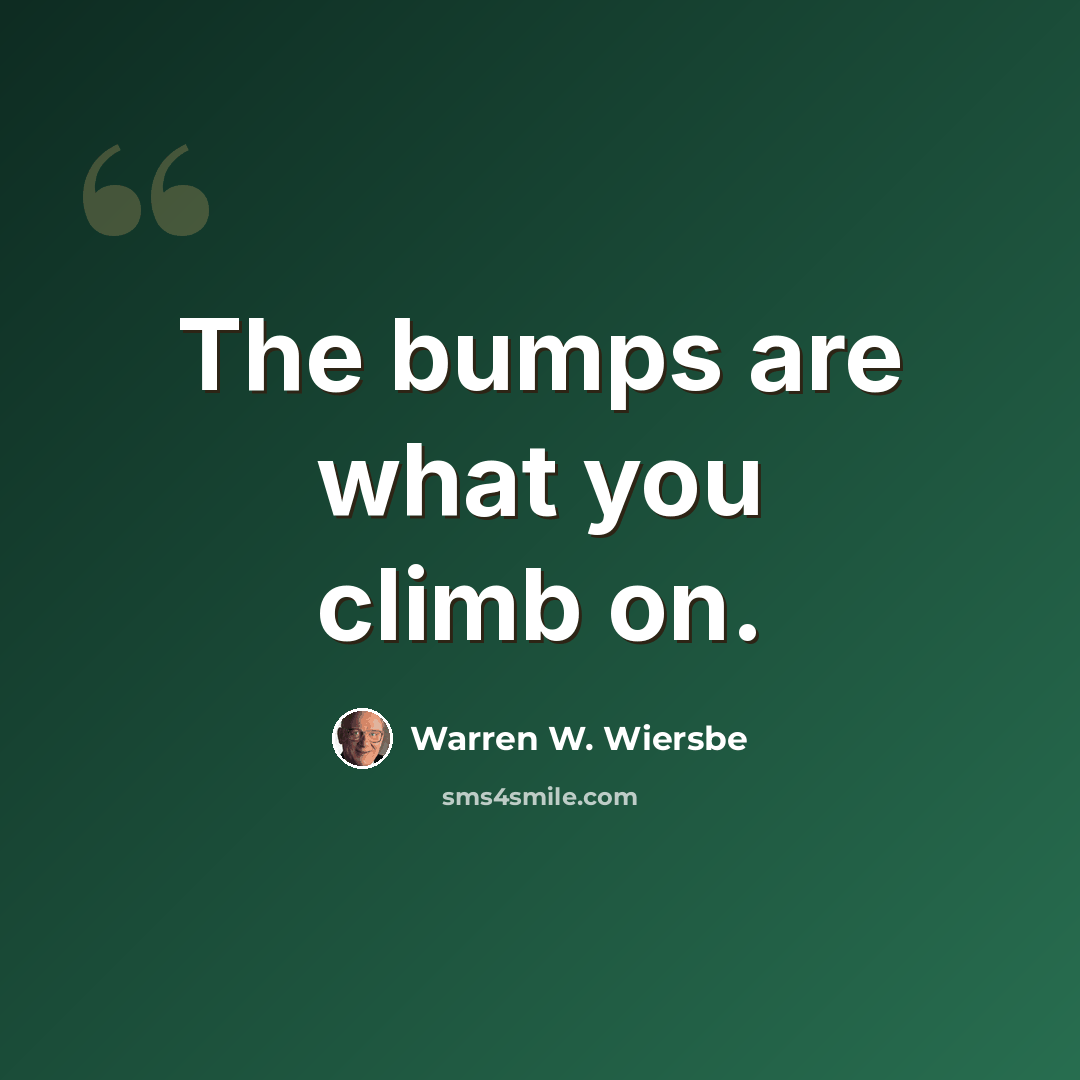 “The bumps are what you climb on.” quote by Warren W. Wiersbe