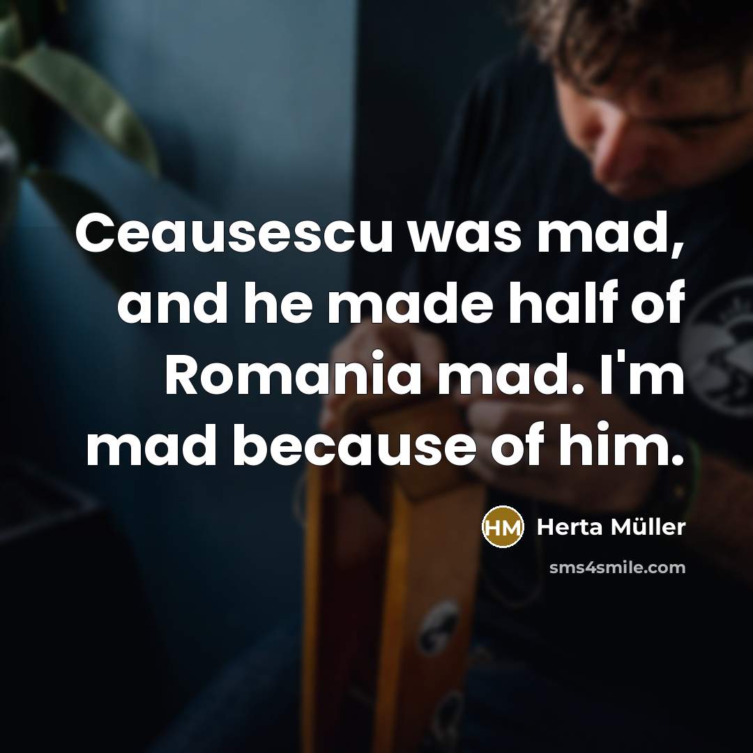 “Ceausescu was mad, and he made half of Romania mad. I'm mad because of him.” quote by Herta Muller