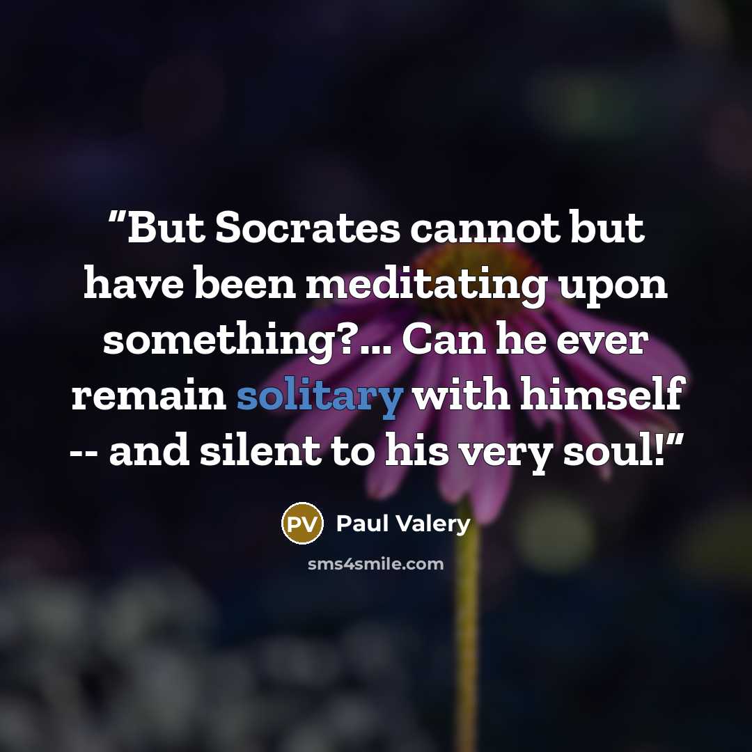 “But Socrates cannot but have been meditating upon something?... Can he ever remain solitary with himself -- and silent to his very soul!” quote by Paul Valéry