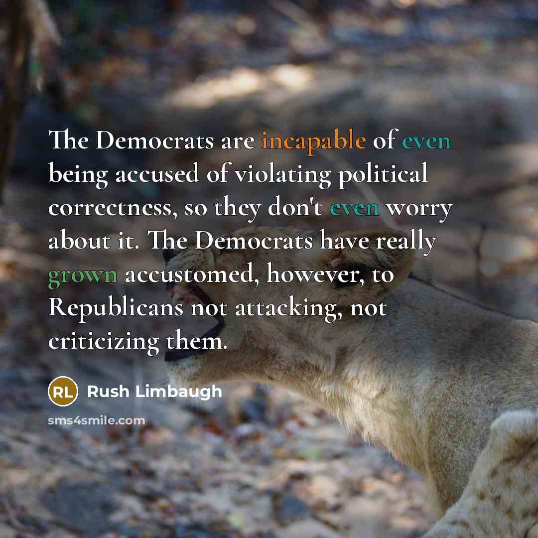 “The Democrats are incapable of even being accused of violating political correctness, so they don't even worry about it. The Democrats have really grown accustomed, however, to Republicans not attacking, not criticizing them.” quote by Rush Limbaugh